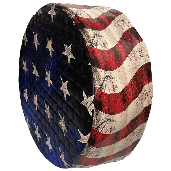 Robert James 22 Inch Old Glory Flag Vinyl Fuel Tank End Covers W/ 8 Inch Skirt For Kenworth, Mack, Western Star W/ 22 Inch Fuel Tanks