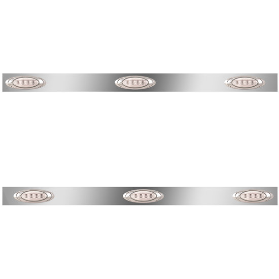 3 Inch Stainless Steel Cab Panels W/ 6 P1 Amber/Clear LEDs For Peterbilt 359