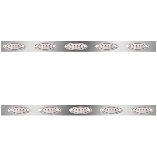 3 Inch Stainless Steel Cab Panels W/ 10 P1 Amber/Clear LEDs For Peterbilt 359