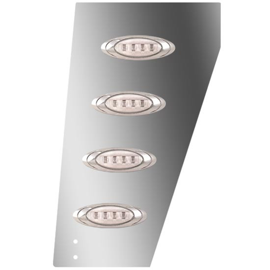 Stainless Steel Standard Cowl Panels W/ 8 P1 Amber/Clear LEDs For Peterbilt 359