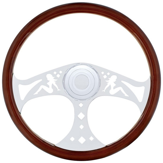 18 Inch Chrome 3 Spoke OG Lady Steering Wheel For Kenworth & Peterbilt