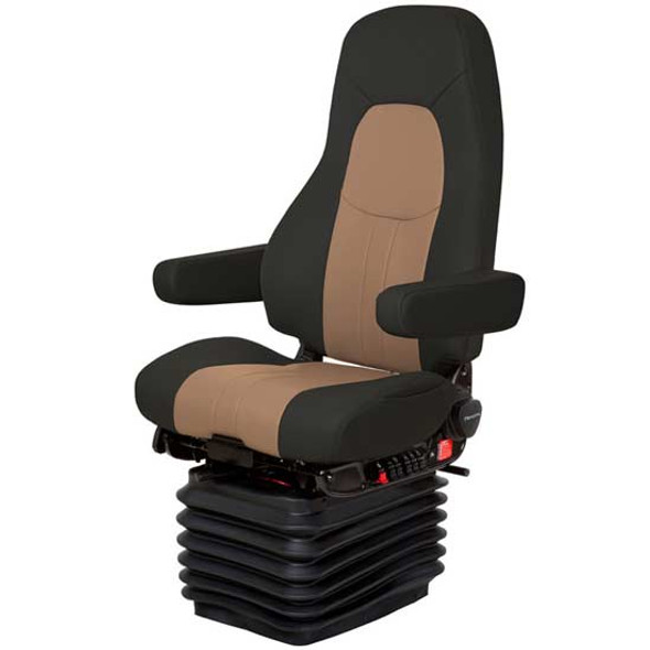 Raven Wing Black & Tan 2 Tone Ultraleather Commodore Air High Back Seat Standard Base W/ Armrests, Wide Back, & Bellows Raven Wing Black & Tan 2 Tone Ultraleather Commodore Air High Back Seat Standard Base W/ Armrests, Wide Back, & Bellows