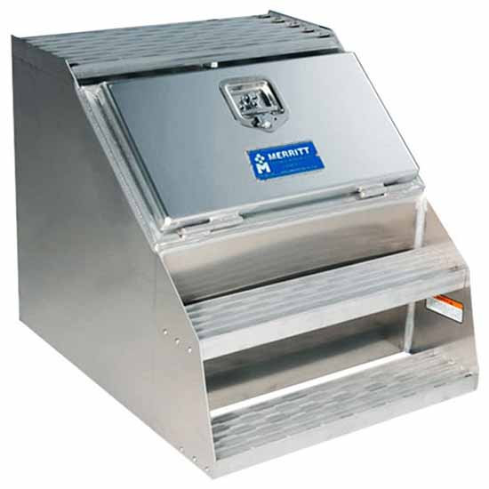 Merritt 36 Inch Aluminum Step Box W/ Smooth Door & Chain Rack