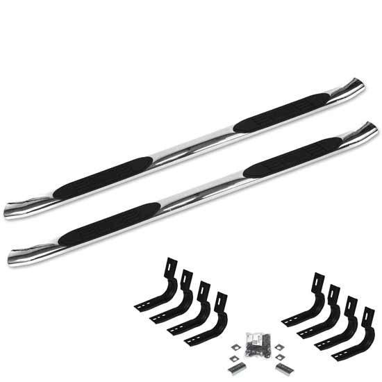 Go Rhino 415 Series SS Cab Length Side Steps W/ Welded Caps For F-150 Crew Cab Pickup 2009 - 2014