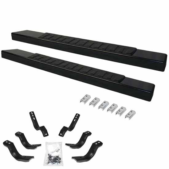 Go Rhino OE Xtreme II 6 Inch Textured Black Galvanized Steel Sidesteps W/ Brackets, Complete Kit For Ford F-150 2004 - 2014 W/ Regular Cab