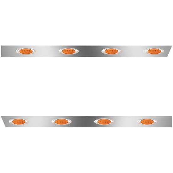 3 Inch Stainless Steel Extended Cab Panels W/ 8 P1 Amber/Amber LEDs For Peterbilt 337