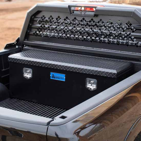 Merritt Smooth Aluminum Utility Chest Box, Single Door Square Body W/ Diamond Plate Lid- 19 X 20 X 51 Inch For Full Size Trucks