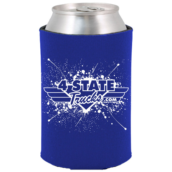 Blue Can Koozie With 4 State Trucks Logo