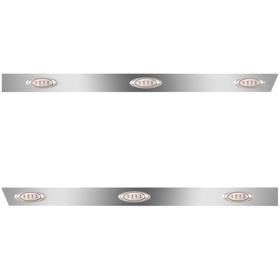 3 Inch Stainless Steel Extended Cab Panels W/ 6 P1 Amber/Clear LEDs For Peterbilt 388, 389