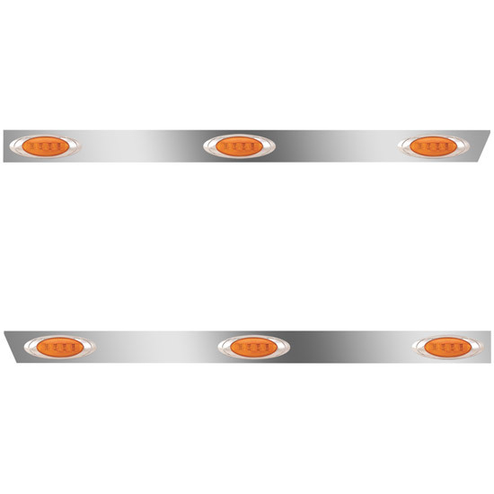3 Inch Stainless Steel Standard Cab Panels W/ 6 P1 Amber/Amber LEDs For Peterbilt 388, 389, Glider