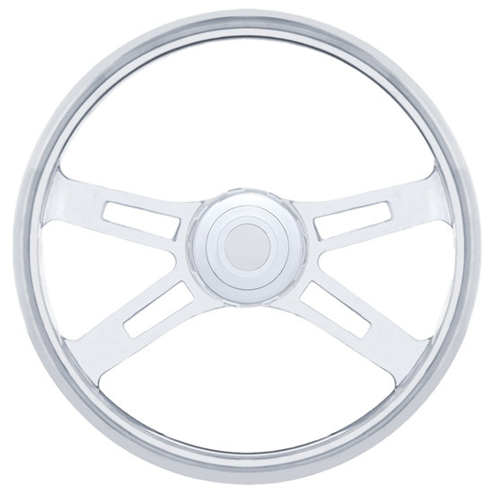 18 Inch 4 Spoke Slot Cutout Stainless Steel Steering Wheel Kit