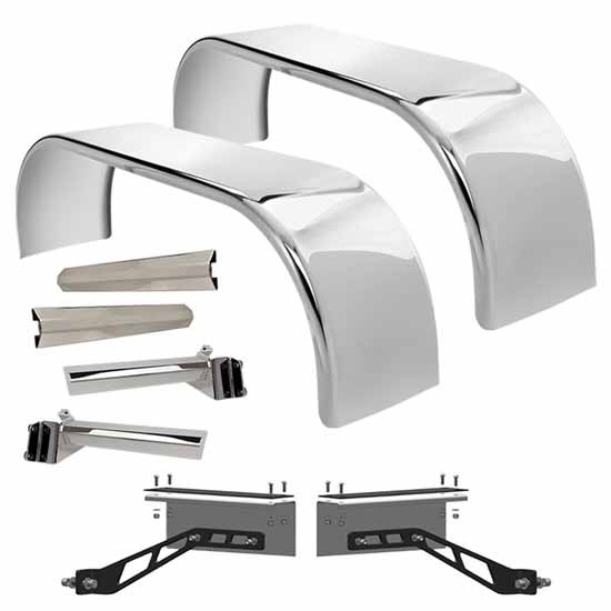 Hogebuilt 105 Inch 304 Stainless Steel Low Rider Full Fender Kit For Peterbilt