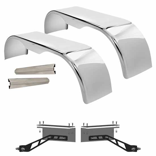 Hogebuilt 105 Inch 304 Stainless Steel Flanged Full Fender Kit For Kenworth