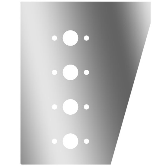 4 Inch Stainless Steel Wide Cowl Panels W/ 8 P1 Light Holes For Peterbilt 378, 379