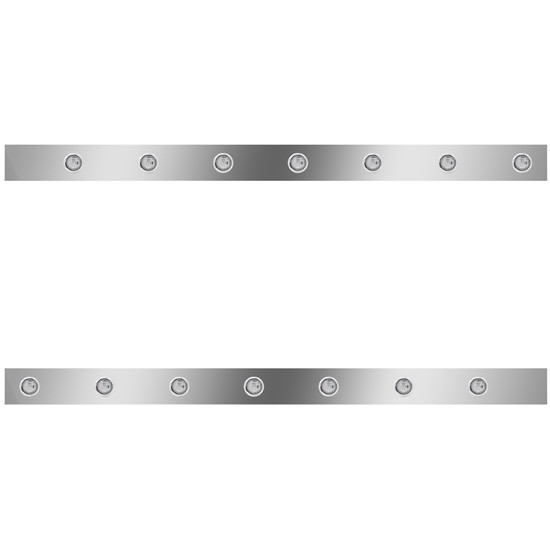 3 Inch Stainless Steel Standard Cab Panels W/ 14 - 3/4 Inch Round Amber/Clear LEDs For Peterbilt 359