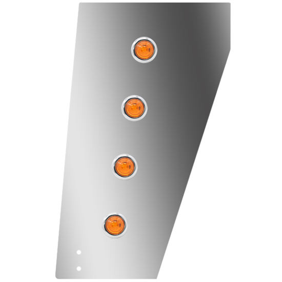 Stainless Steel Standard Cowl Panels W/ 8 - 3/4 Inch Round Amber/Amber LEDs For Peterbilt 359