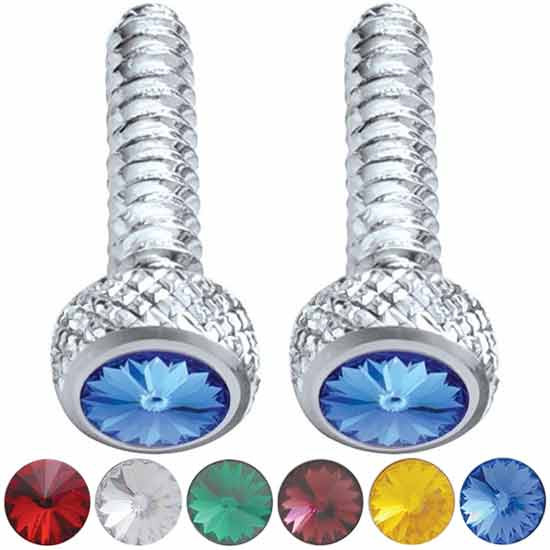Chrome Short Dash Screw With Color Jewel For Freightliner - Pair
