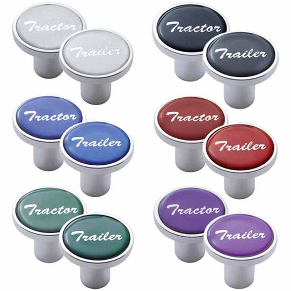 Chrome Air Valve Knob With Glossy Tractor Sticker, Screw Mount Chrome Air Valve Knob With Glossy Tractor Sticker, Screw Mount