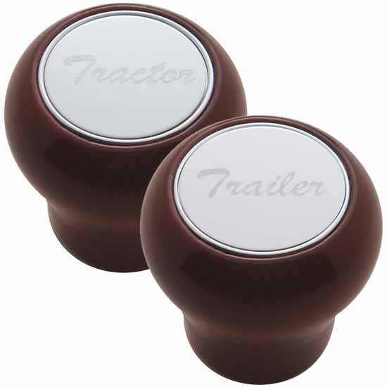 Wood Air Valve Knob With Stainless Steel Tractor Or Trailer Plaque