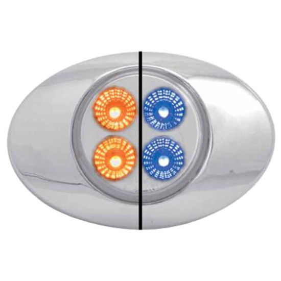 M3 Style 4 Diode Dual Revolution Amber Marker To Auxiliary LED Light With Chrome Bezel