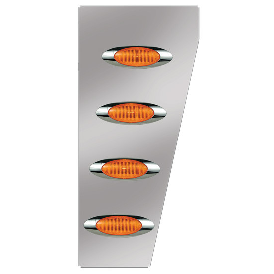Standard Cowl Panels With 4 M1 Millennium Amber LED Lights For Peterbilt 378, 379 - Pair