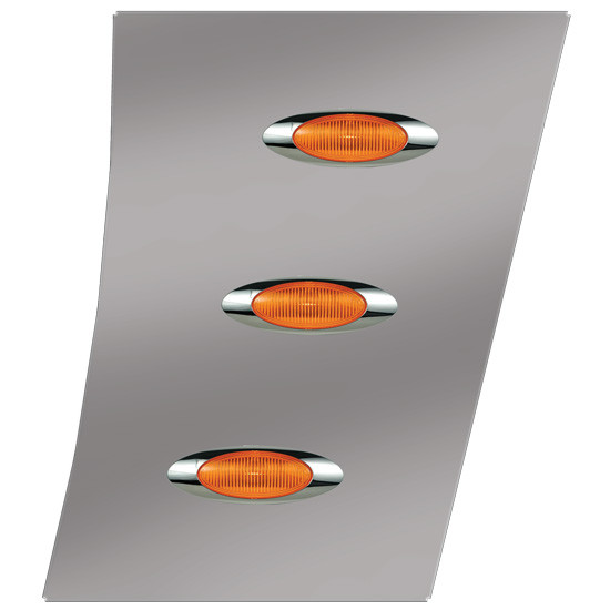Wide Cowl Panels With 3 M1 Millennium Amber LED Lights For Peterbilt 388, 389 - Pair