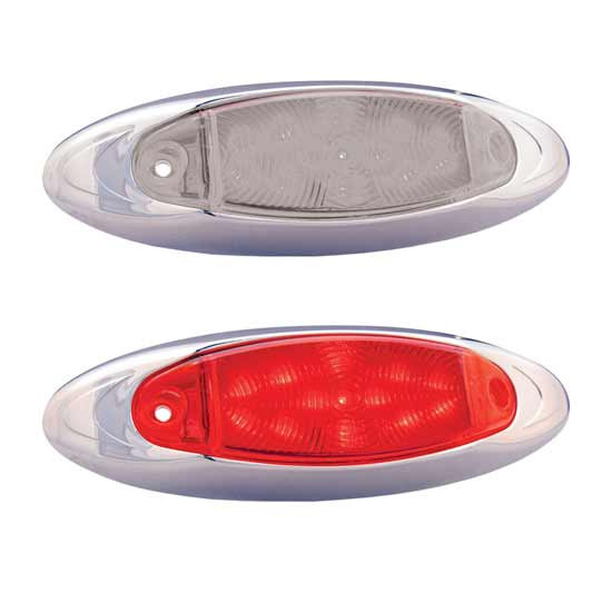 2 X 6 Inch 13 Diode Red Infinity LED Marker Light With Chrome Bezel