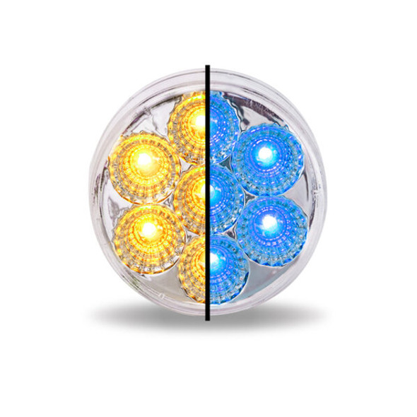 2.5 Inch Round Amber Marker With Auxiliary Dual Revolution LED Light With Clear Lens