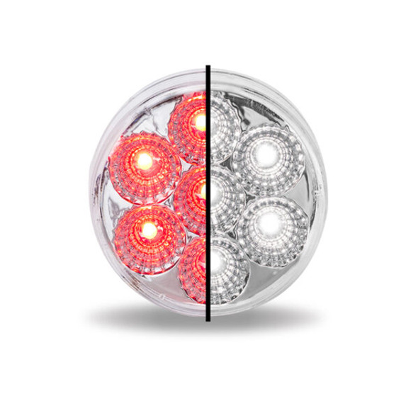 2.5 Inch Round Red Marker With Auxiliary Dual Revolution LED Light With Clear Lens