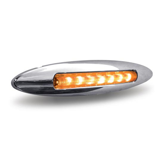 6 Inch Slim Flatline Dual Revolution Amber To Auxiliary Light With Clear Lens & Chrome Bezel