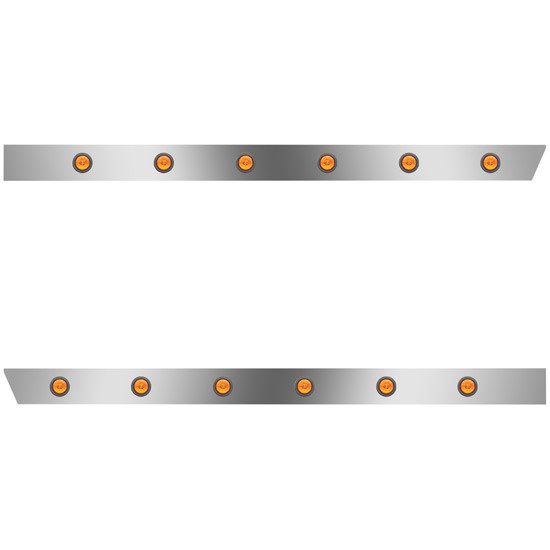 4 Inch Stainless Steel Extended Cab Panels W/ 12 Round 2 Inch Amber/Amber LEDs For Peterbilt 379, 388, 389