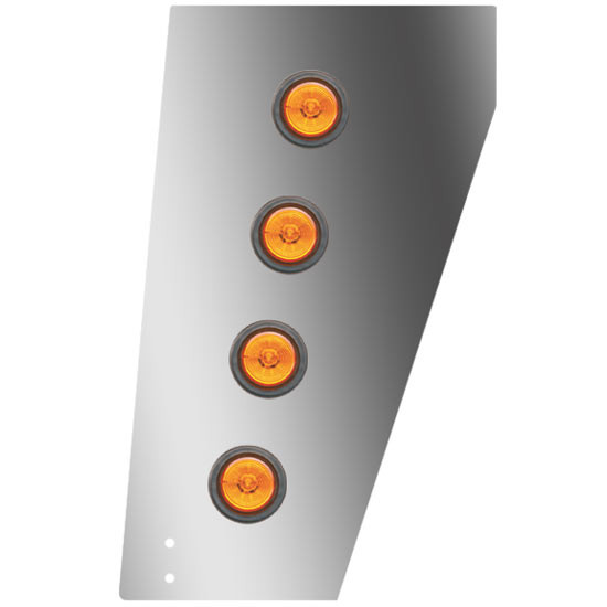 Stainless Steel Wide Cowl Panels W/ 8 Round 2 Inch Light Holes For Peterbilt 359