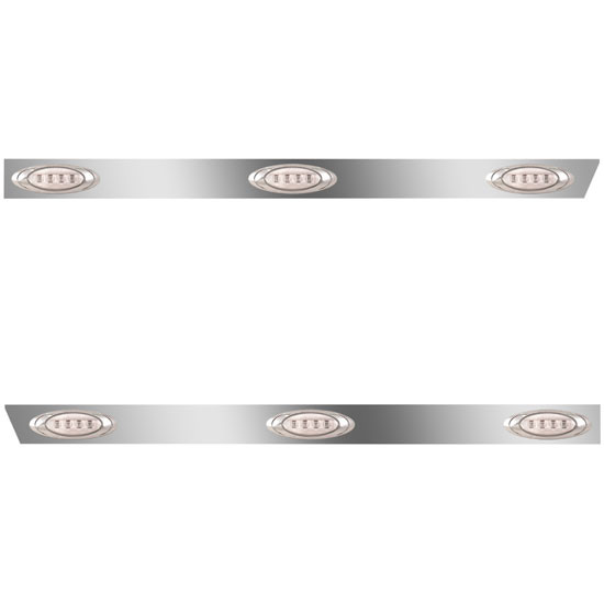 3 Inch Stainless Cab Panel W/ 3 Amber/Clear P1 Lights For Peterbilt 389 131 BBC - Pair