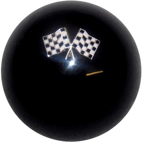 2.125 Inch Round Black Shift Knob With Checkered Flags 2.125 Inch Round Black Shift Knob With Checkered Flags