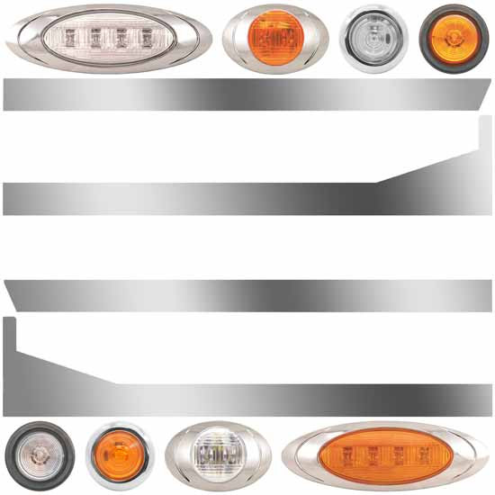 3 Inch SS Standard Cab-Sleeper Panels With Amber Lights For Peterbilt 389 131 BBC 2012-2017