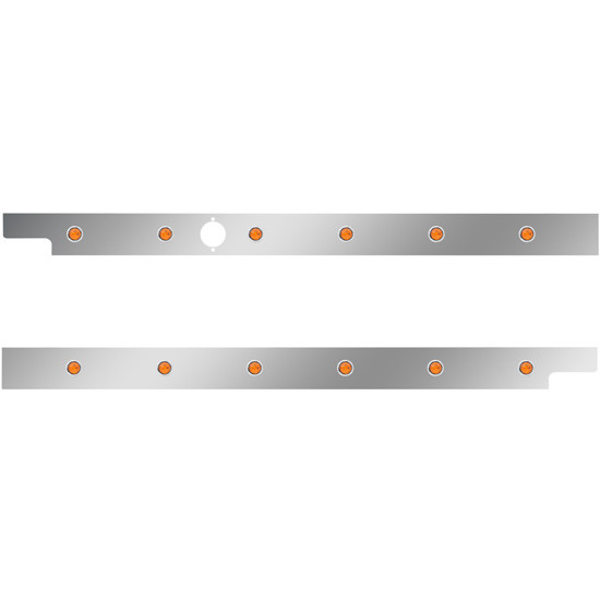 2.5 Inch Stainless Steel Cab Panels W/ 6 - 3/4 Inch Amber LED Amber Lens Lights For Peterbilt 579