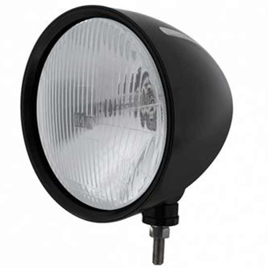 Black Billet Style Groove Headlight With H4 Bulb And LED Auxiliary Light Options