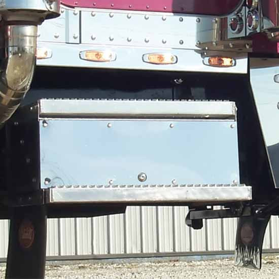 Roadworks Stainless Steel Battery & Tool Box IFTA Permit Panel Set For Peterbilt 359