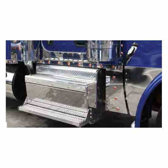 2.25 Inch Stainless Steel Wide Cab Panel W/ 12 H3 Light Holes For Peterbilt 389