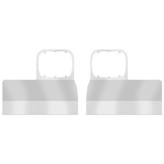 Stainless Steel Fender Guards W/ LED Lights For Peterbilt 378, 379 W/ Single Square Headlights