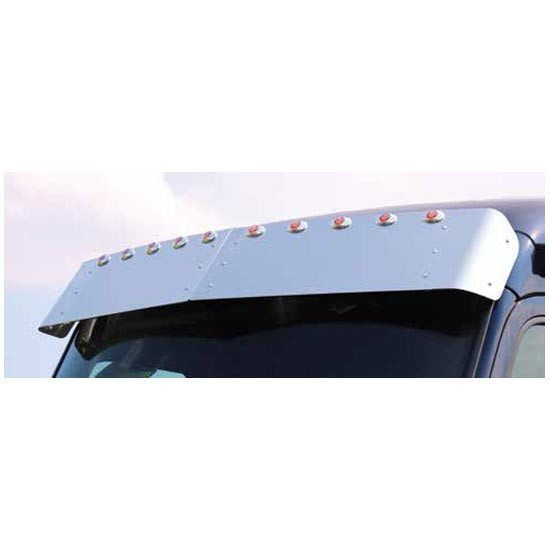 Roadworks 13 Inch Stainless Steel Drop Visor W/ Light Options For Peterbilt 567, 579