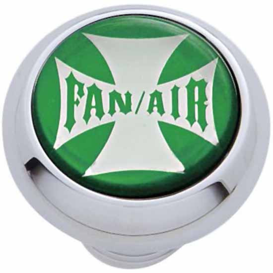 Chrome Dash Knob W/ Fan/Air Maltese Cross Sticker & Color Options For WS, International, KW, FTL, Mack, Ford & Volvo