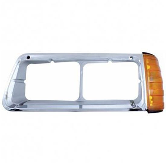 Chrome Headlight Bezel W/ Side Turn Signal For Freightliner FLD112, FLD120