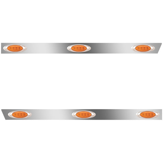 Stainless Steel Standard Cab Panels W/ 6 P1 Amber/Amber LEDs For Peterbilt 388
