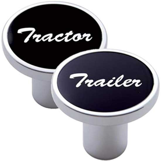 Large Chrome Screw On Trailer Air Valve Knob W/ Aluminum Sticker