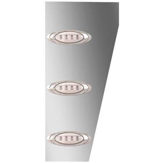 Stainless Steel Cowl Panels W/ 6 P1 Amber/Clear LEDs For Peterbilt 367