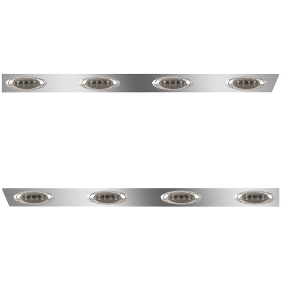 Stainless Steel Cab Panels W/ 8 Oval Amber/Smoked LEDs For Peterbilt 379, 389 Glider