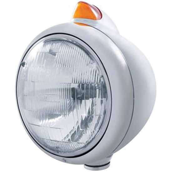 Chrome Guide 682-C Headlight W/ H6024 Halogen Bulb, 5 Diode Original Style Signal Light