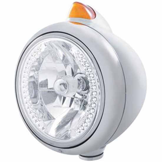 Chrome Guide 682-C Halogen Headlight W/ 34 White Diode Position Light & Original Style Signal Light