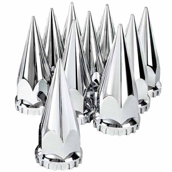 33MM X 4.75 Inch Chrome Plastic Super Spike Nut Cover - Thread On